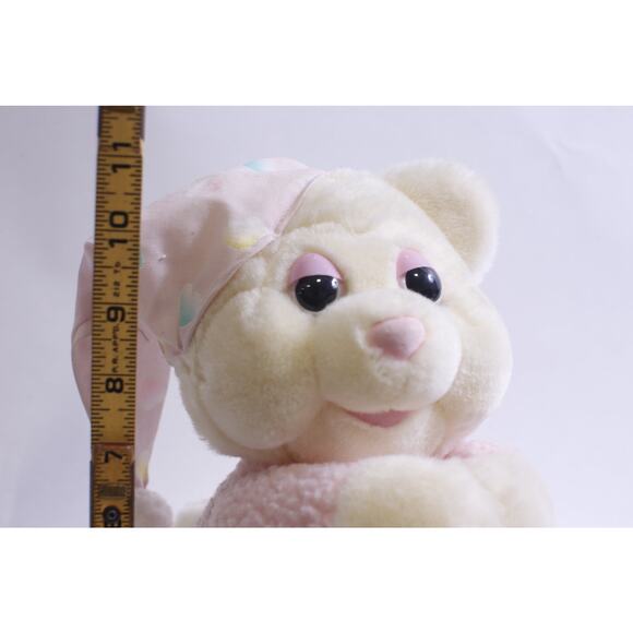 Praying Bear, Plush, 11", Evening Prayer, Pink White, Pink Night Hat, Adorable, - Picture 3 of 3